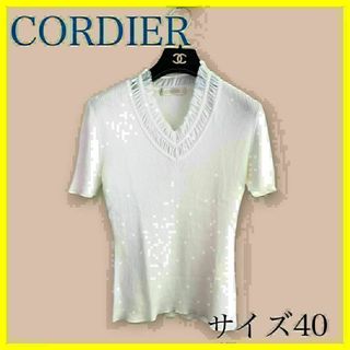 コルディア(CORDIER)のコルディア 半袖  レース フリル  ホワイト(シャツ/ブラウス(半袖/袖なし))