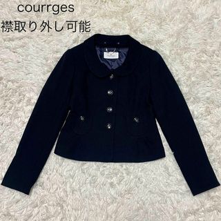 クレージュ(Courreges)の【極美品】courrgesノーカラージャケット 2way 40 ダークネイビー(ノーカラージャケット)