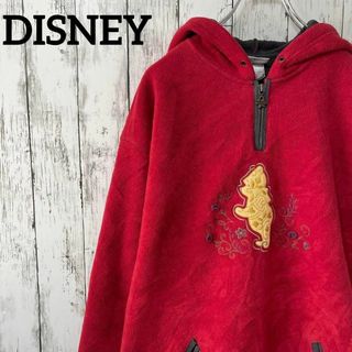 DISNEY フリースパーカー ハーフジップ くまのプー刺繍 XL メンズ