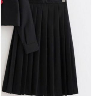 制服 スカート63CM丈 黒 ブラック無地(ミニスカート)