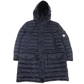 モンクレール(MONCLER)の美品○MONCLER モンクレール 91 42300 99 53279 BENJAMIN ベンジャミン ロゴワッペン/ロゴボタン付き フーデッド ダブルジップ ダウンコート ネイビー 3 イタリア製 メンズ(ダウンジャケット)