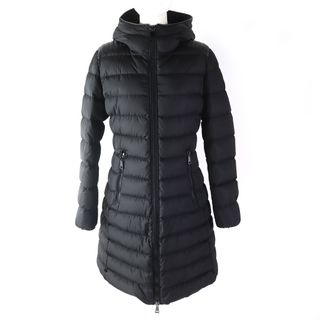 モンクレール(MONCLER)の美品△MONCLER モンクレール 19-20AW TALEV タレヴ ラムレザー切替 フード付 ZIP UP ダウンコート ブラック 2 ハンガー・ガーメント付き 正規品 レディース(ダウンコート)