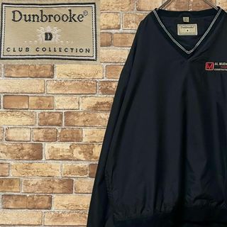 Dunbrooke　ナイロンプルオーバー　刺繍ロゴ　黒　ブラック　ヴィンテージL(その他)