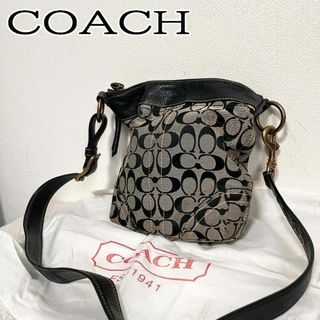 コーチ(COACH)の美品✨COACHコーチショルダーバッグハンドグレーブラックバッグシグネチャー総柄(ショルダーバッグ)