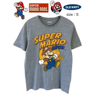 オールドネイビー(Old Navy)のSUPER MARIO BROS.　Tシャツ　S　グレー　USA古着(Tシャツ/カットソー(半袖/袖なし))