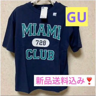 ジーユー(GU)のGU MIAMI  カレッジT♡XS ネイビー  新品タグ付き❣️(Tシャツ(半袖/袖なし))