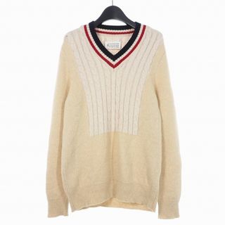 マルタンマルジェラ(Maison Martin Margiela)のメゾンマルジェラ  11AW Vネック アラン切替 ニット S ベージュ(ニット/セーター)