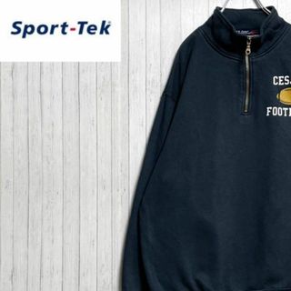 sport-Tek　ヴィンテージ　スウェット　ハーフジップ　ビッグプリント　M(スウェット)