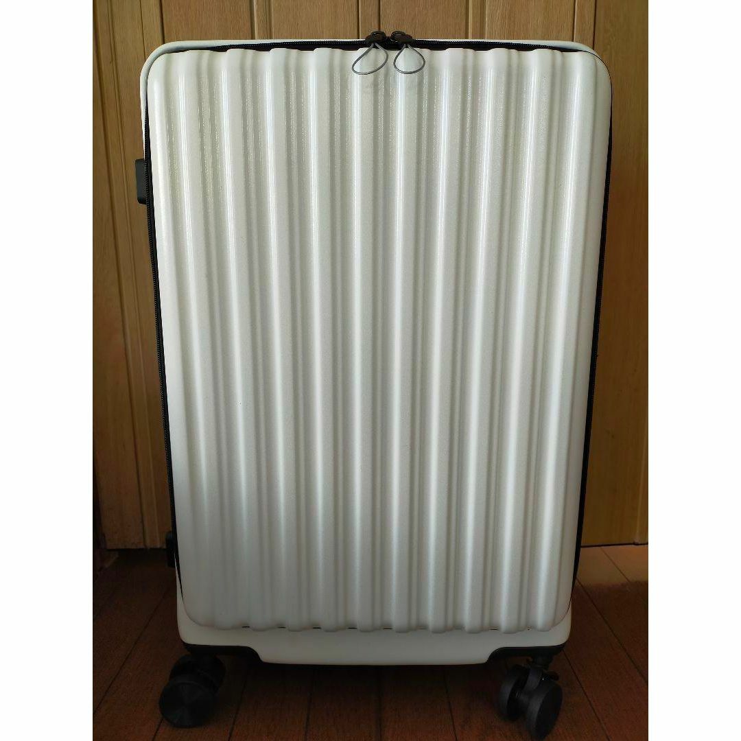 スーツケース キャリーバッグ フロントオープン M 60L ホワイト 白 レディースのバッグ(スーツケース/キャリーバッグ)の商品写真