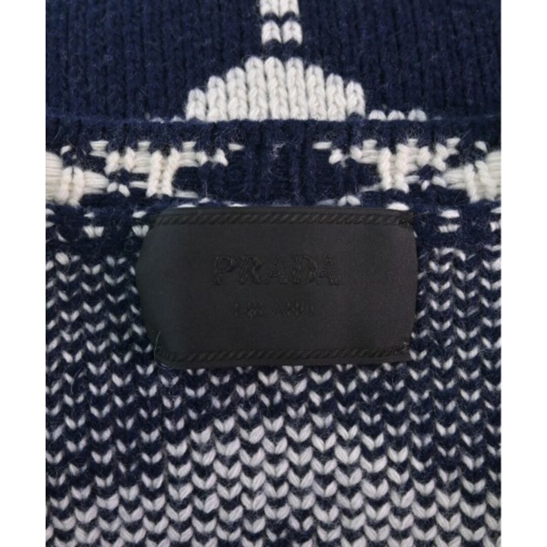 PRADA - PRADA プラダ カーディガン L 紺x白 【古着】【中古】の PRADA - PRADA プラダ カーディガン L 紺x白 【古着】【中古】の