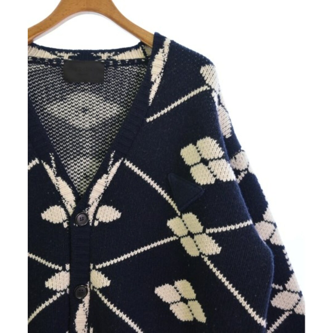 PRADA - PRADA プラダ カーディガン L 紺x白 【古着】【中古】の PRADA - PRADA プラダ カーディガン L 紺x白 【古着】【中古】の