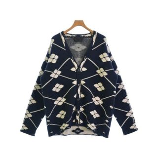PRADA - PRADA プラダ カーディガン L 紺x白 【古着】【中古】の PRADA - PRADA プラダ カーディガン L 紺x白 【古着】【中古】の