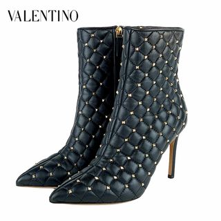 ヴァレンティノ(VALENTINO)のヴァレンティノ VALENTINO ブーツ ショートブーツ 靴 シューズ レザー ブラック ロックスタッズ(ブーツ)