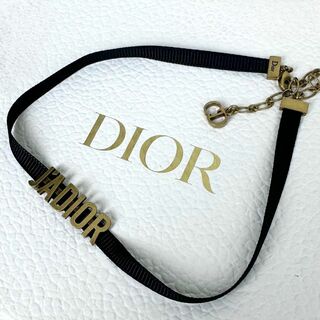 クリスチャンディオール(Christian Dior)の美品 クリスチャンディオール J'ADIOR チョーカー ブラック ゴールド金具(ネックレス)
