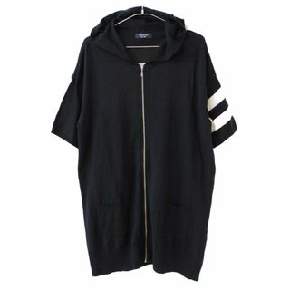 COMME CA DU MODE - 【春物 新入荷!】[コムサ・フィユ/COMME CA FILLE]155cm 半袖ニットパーカー/ロングパーカー 黒×白【中古】子供服 キッズ kids ジュニア 男の子 女の子 春夏 tops 913042