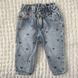 ベビーギャップ(babyGAP)のbaby GAP ミニーちゃん刺繍デニム 18-24m(パンツ/スパッツ)