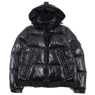 モンクレール(MONCLER)の極美品○MONCLER モンクレール CRAIG GREEN クレイググリーン C209H4030700 68950 BROOK GIUBBOTTO ロゴテープ付き フーデッド ダブルジップ ダウンジャケット ブラック 2 メンズ(ダウンジャケット)