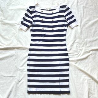 Courreges - Courreges クレージュ フレンチ ボーダー ワンピース コットン