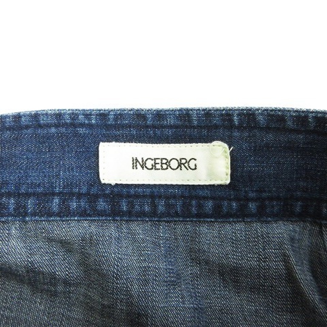 INGEBORG(インゲボルグ)のインゲボルグ ラップスカート 巻き ミモレ丈 デニム インディゴ 青 9 M位 レディースのスカート(ひざ丈スカート)の商品写真
