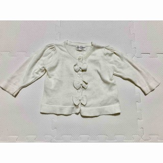 リボンカーディガン　60〜70cm ホワイト 白色　女の子　子供服　ベビー服(カーディガン/ボレロ)