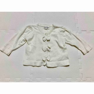 リボンカーディガン　60〜70cm ホワイト 白色　女の子　子供服　ベビー服(カーディガン/ボレロ)