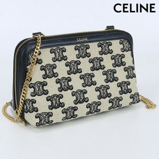 セリーヌ CELINE 斜め掛け ショルダーバッグ レディース 10E38 2CR1 38NO トリオンフ刺繍 チェーン付きクラッチバッグ