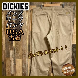 ディッキーズ(Dickies)のディッキーズ チノ ワーク パンツ ベージュ アメカジ ロゴ USA古着 90s(チノパン)