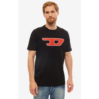 ディーゼル(DIESEL)のDIESEL Tシャツ S 00SY7A 0CATJ Dロゴ プリント ブラック(Tシャツ/カットソー(半袖/袖なし))