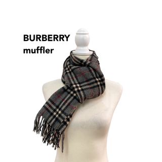 バーバリー(BURBERRY)のBurberry バーバリー　マフラー　ストール　ノバチェック　ウール　グレー(マフラー/ショール)