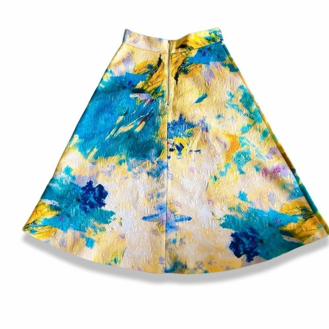 H&M(エイチアンドエム)のH&M エイチアンドエム 総柄 春夏 フレアスカート S イエロー 水彩柄 レディースのスカート(ロングスカート)の商品写真