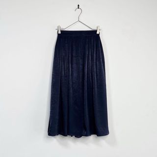 アズールバイマウジー(AZUL by moussy)のAZUL BY MOUSSY ヴィンテージサテンミディスカート M ネイビー 紺(ロングスカート)