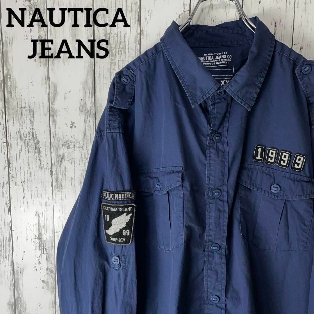 NAUTICA USA古着 ビックサイズ 長袖シャツ ワークシャツ 2XL 刺繍 メンズのトップス(シャツ)の商品写真