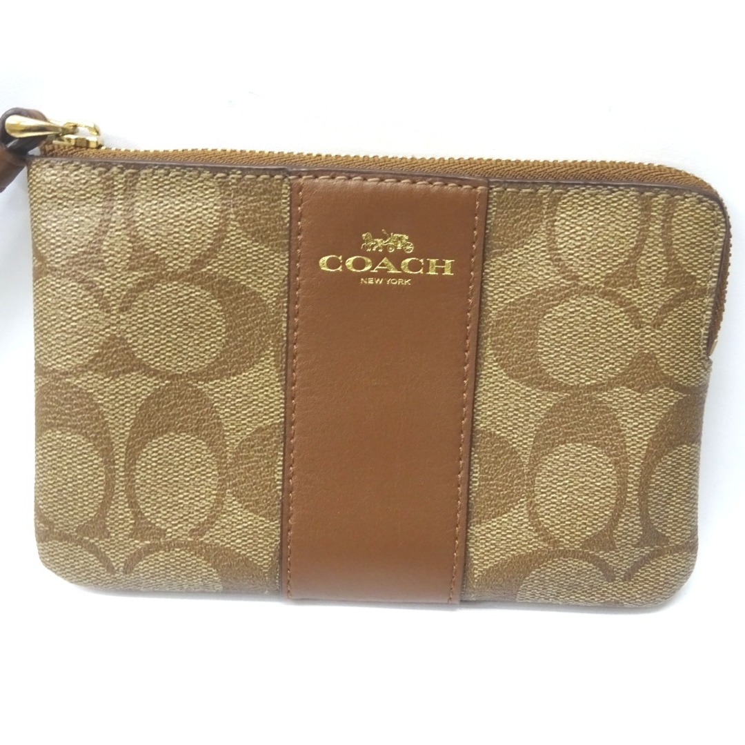 COACH(コーチ)のコーチ ポーチ シグネチャー F58035 ブラウン Ft602041 超美品・中古 レディースのファッション小物(ポーチ)の商品写真