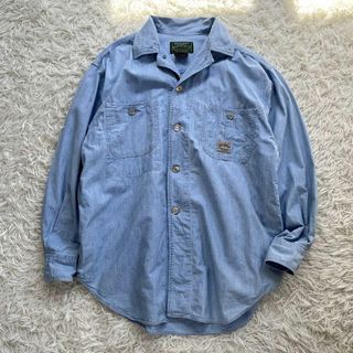 ラルフローレン(Ralph Lauren)の【90s】ポロカントリー　シャンブレー ワーク 長袖シャツ　開襟　ロゴ パッチ(Tシャツ/カットソー(七分/長袖))