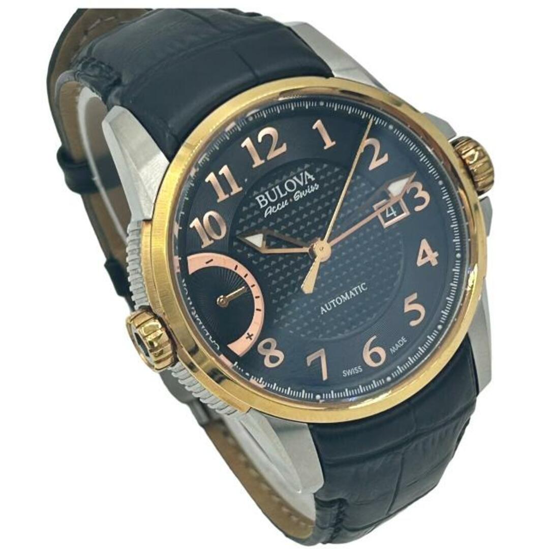 Bulova(ブローバ)のBULOVA(ブローバ) 65B154 アキュトロン キャリブレーター 自動巻き ステンレススチール×レザー (文字盤：ブラック×ローズゴールド) 【Aランク】【中古】 メンズの時計(腕時計(アナログ))の商品写真