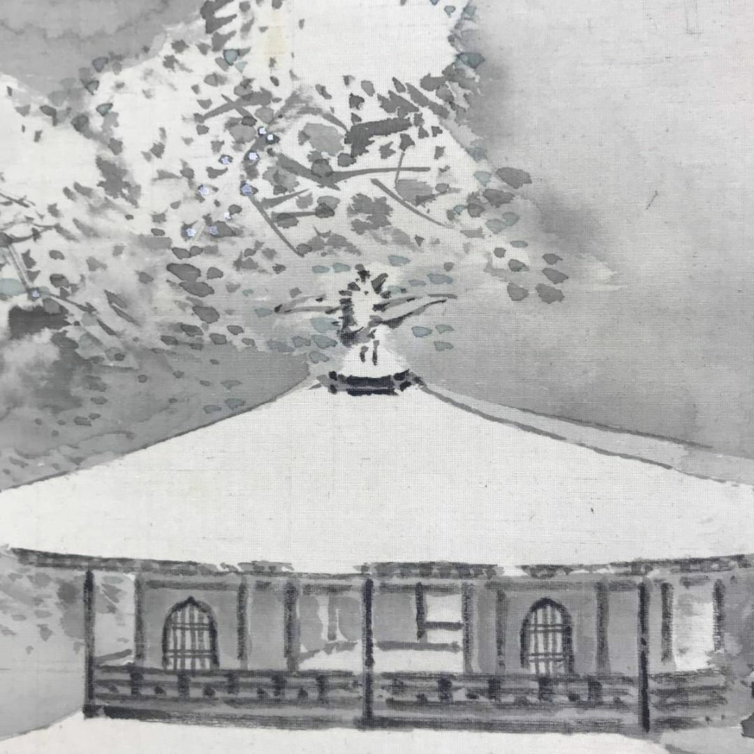 真作/垣内雲隣/金閣寺雪景図/山水図/掛軸☆宝船☆AD-531 真作/垣内雲隣/金閣寺雪景図/山水図/掛軸☆宝船☆AD-531