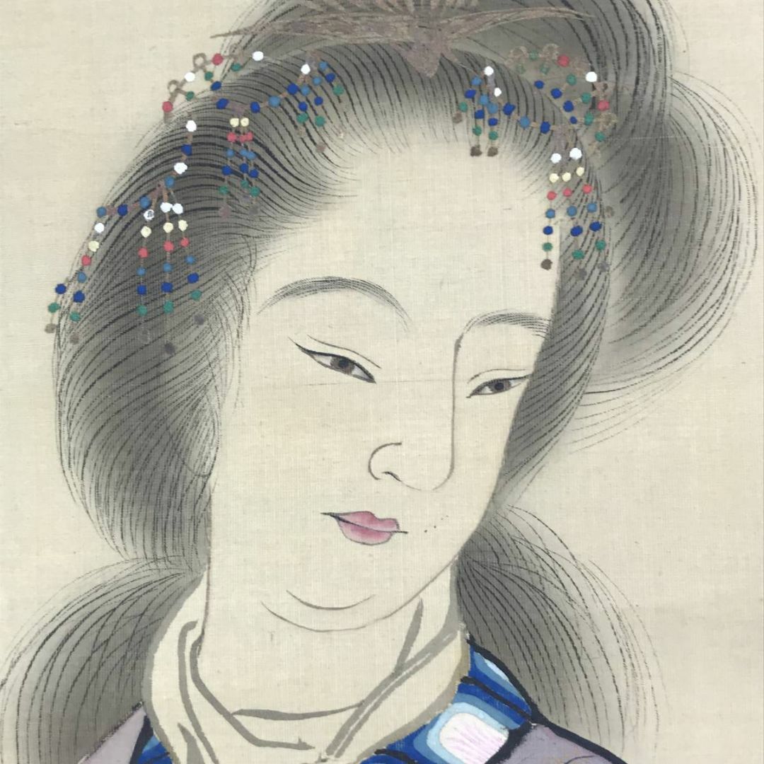 真作/義原一窓/唐美人に蝶図/美人図/掛軸☆宝船☆AD-602の通販 真作/義原一窓/唐美人に蝶図/美人図/掛軸☆宝船☆AD-602の通販