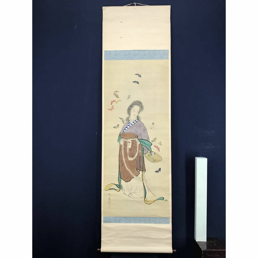 真作/義原一窓/唐美人に蝶図/美人図/掛軸☆宝船☆AD-602の通販 真作/義原一窓/唐美人に蝶図/美人図/掛軸☆宝船☆AD-602の通販