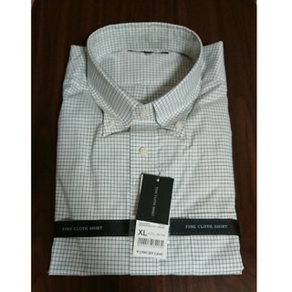 ユニクロ(UNIQLO)のユニクロ ファインクロス チェックシャツ(長袖) 08 Dark Gray XL(シャツ)