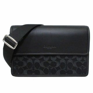 コーチ(COACH)の【新品】コーチ バッグ ショルダーバッグ CQ148 SV/BK (ブラック) COACH デニム シグネチャー ターナー フラップ クロスボディ 斜め掛け アウトレット メンズ(ショルダーバッグ)