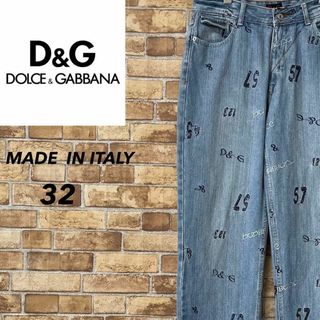 ドルチェアンドガッバーナ(DOLCE&GABBANA)のドルチェ&ガッバーナ　イタリア製　デニム　刺繍ロゴ　レアデザイン　総刺繍　32(デニム/ジーンズ)