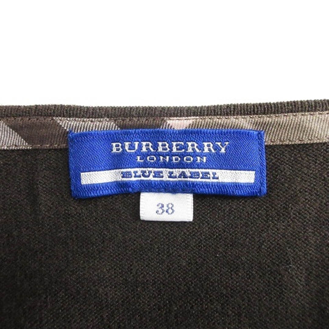 BURBERRY BLUE LABEL(バーバリーブルーレーベル)のバーバリーブルーレーベル カーディガン ニット 長袖 ロゴ 刺繍  茶 38 M レディースのトップス(カーディガン)の商品写真