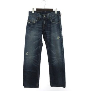 トゥルーレリジョン(True Religion)のトゥルーレリジョン デニムパンツ ジーンズ ストレート ダメージ加工 青 30(デニム/ジーンズ)