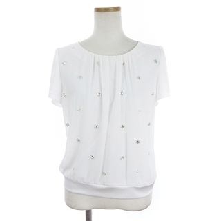 レリアン(leilian)のレリアン Tシャツ カットソー 半袖 クルーネック 装飾 ホワイト 9 M相当(カットソー(半袖/袖なし))