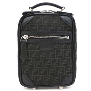 フェンディ(FENDI)のフェンディ FENDI 2WAYバッグ トラベルミニバッグ レザー キャンバス ブラック×グレー シルバー金具 黒 ズッカ柄 ショルダーバッグ ハンドバッグ  7VA542 【保存袋】【中古】(ショルダーバッグ)