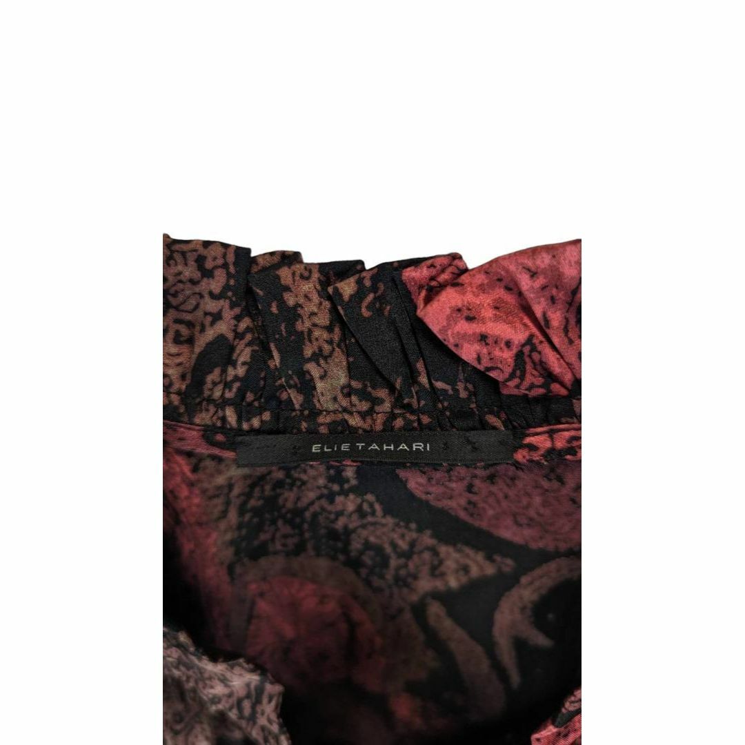ELIE TAHARI エリータハリ 総柄 サテン ブラウス シャツ カットソー レディースのトップス(シャツ/ブラウス(半袖/袖なし))の商品写真