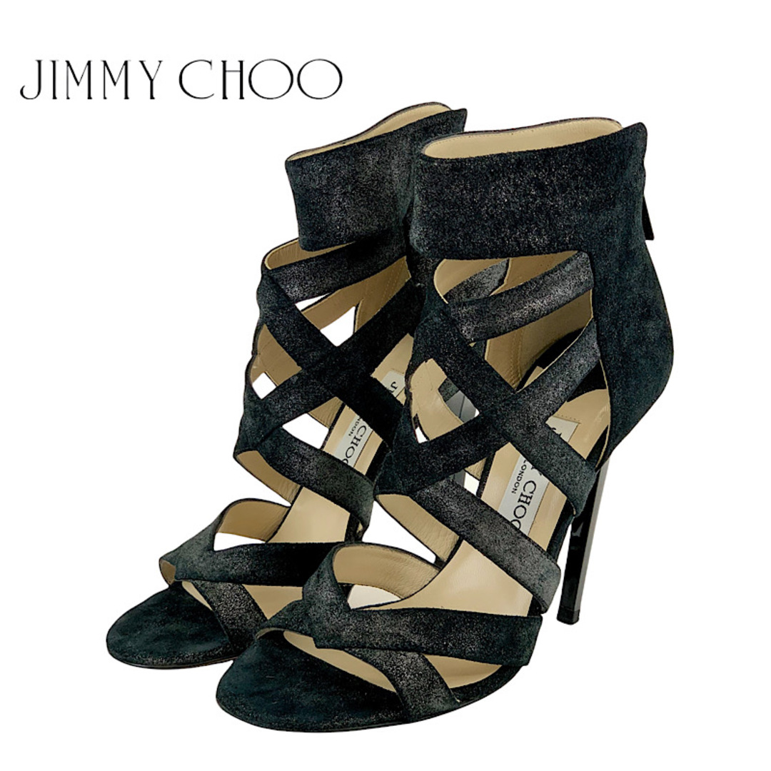 JIMMY CHOO(ジミーチュウ)のジミーチュウ JIMMY CHOO サンダル 靴 シューズ スエード ブラック ラメ レディースの靴/シューズ(サンダル)の商品写真