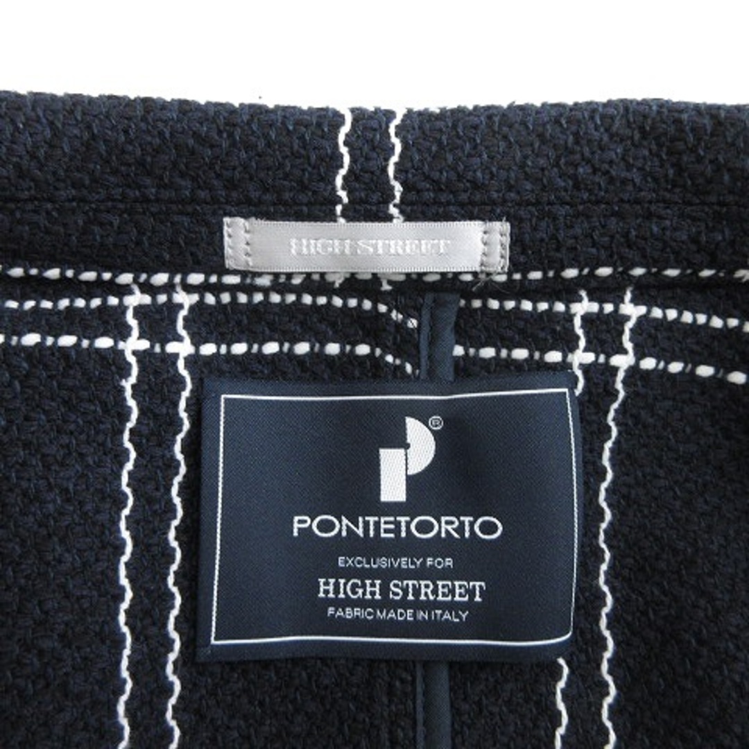 HIGH STREET(ハイストリート)のハイストリート PONTETORTO テーラードジャケット チェック 黒 LL メンズのジャケット/アウター(テーラードジャケット)の商品写真