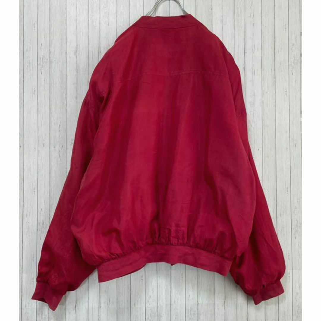 ヴィンテージ　シルクジャケット　ナイロンジャケット　ワインレッド　ジップアップＬ メンズのジャケット/アウター(ナイロンジャケット)の商品写真