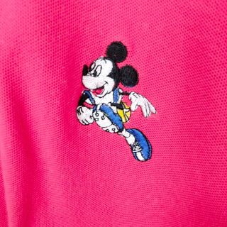 VINTAGE - 90s MICKEY ミッキー　刺繍　ポロシャツ　半袖　ワンポイント　古着